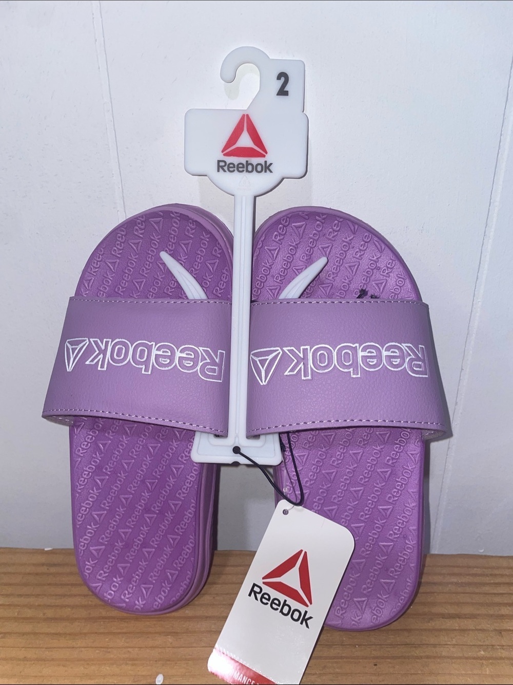 Reebok Purple Slide Sandals with White Logo